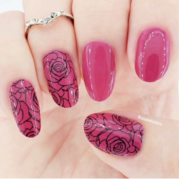Color Street Other - Rose Goes (RETIRED) - Color Street Nails Berry Pink Flowers with Creme Finish